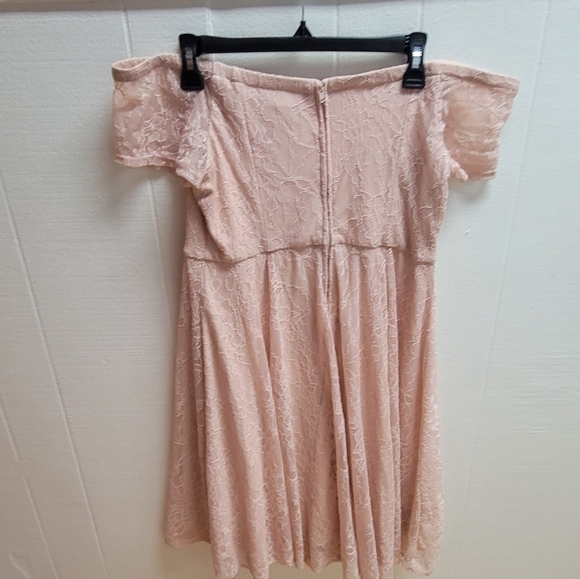 Torrid Blush Lace Off Shoulder Lined Cocktail Party Dress - Picture 7 of 12